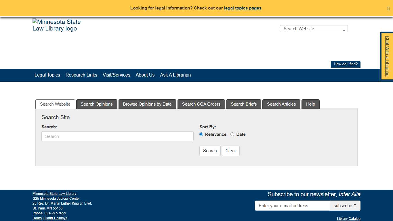 Search Page / Minnesota State Law Library